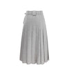 SAMUEL GUI YANG 25 Autumn/Winter Drawstring Jacket/Belt Scottish Tweed Wool Skirt SGY-AW25BSK06-1-1-GREY MELANGE Skirt (AW25BMWJT08)